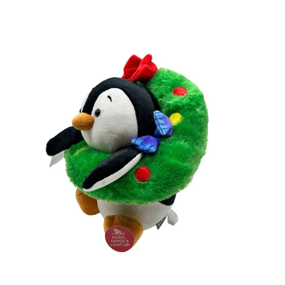 Hallmark Playful Penguins All Decked Out  Animated Musical Light Plush Stuffed T